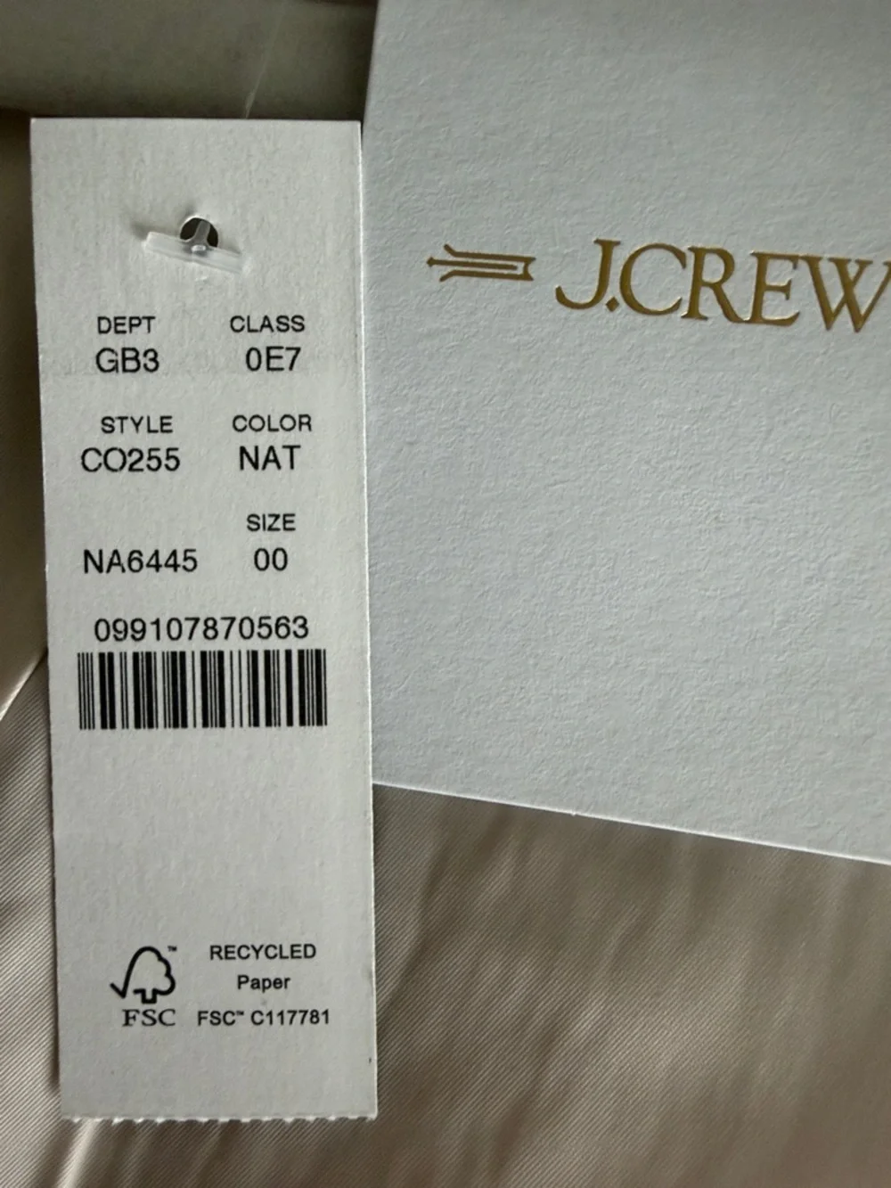 J Crew Bridgette lady jacket in Natural Tweed size 00 missing snap